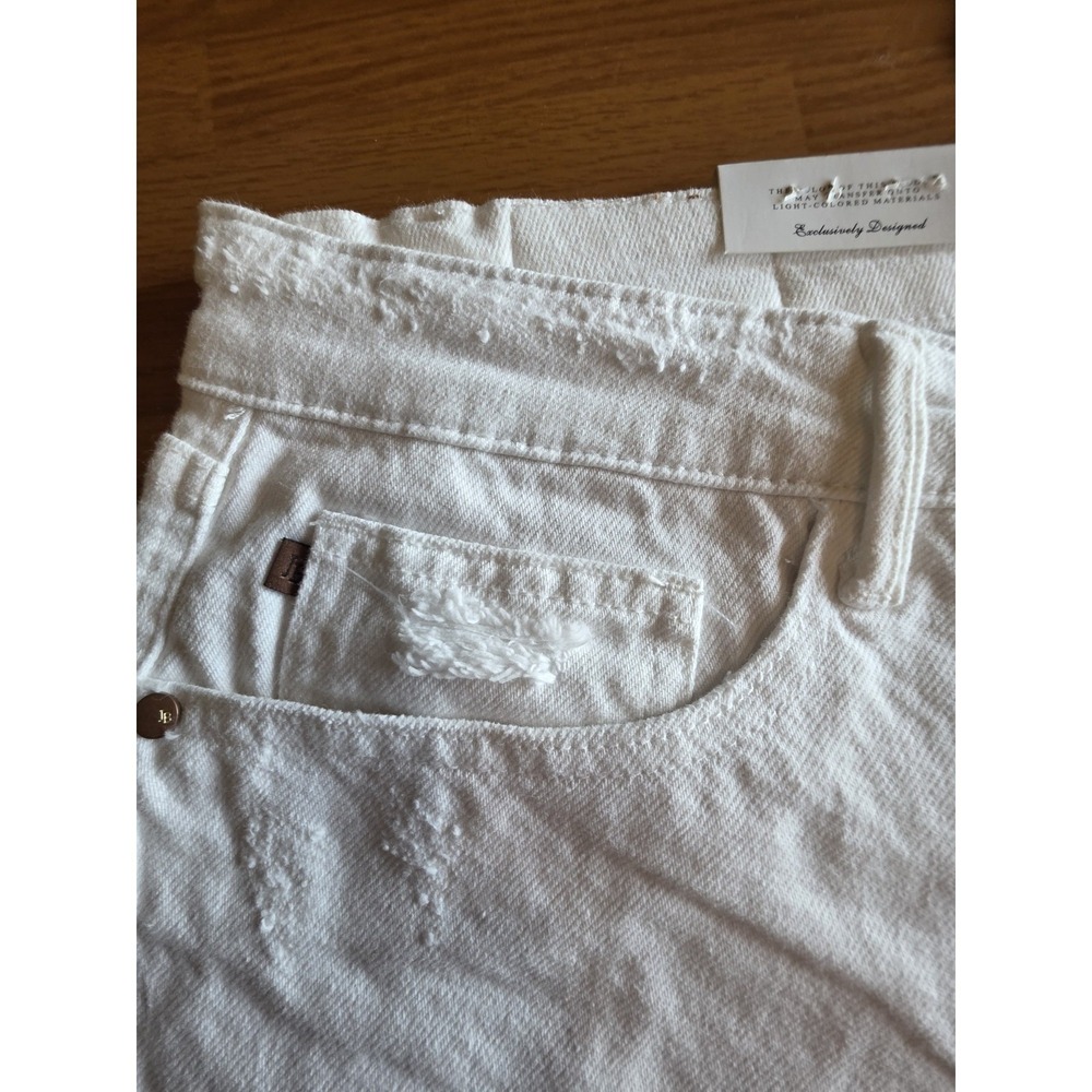 Judy Blue White Distressed High Waist Denim Shorts Rigid Front Stretch Back 1XL - Picture 4 of 11